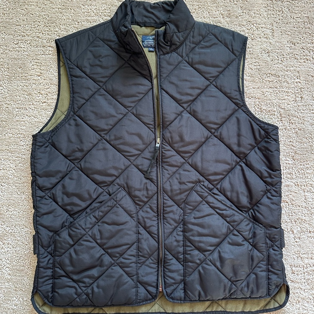 J. Crew Men's Black Quilted Vest